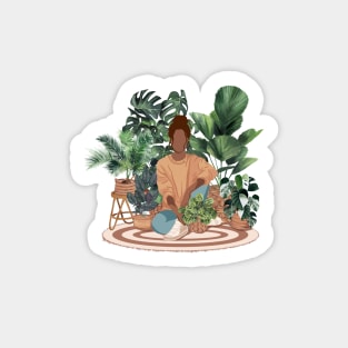 Plant lady, Girl with plants 3 Sticker